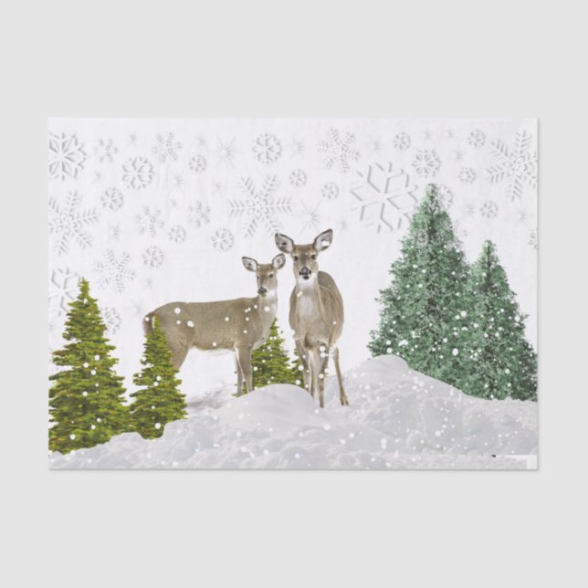 Whitetail Dez im Winter Wunderland Holiday Craft Seidenpapier (Vorderseite)