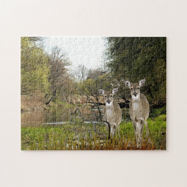 Whitetail Dez in Forest Collage Art Puzzle (Horizontal)