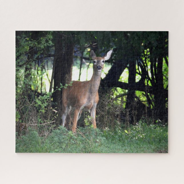 Whitetail Doe kommt aus dem Wald Puzzle (Horizontal)