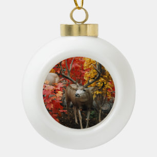 Whitetail im Herbst Keramik Kugel-Ornament