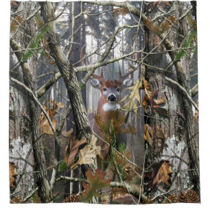 Whitetail im Holz Duschvorhang