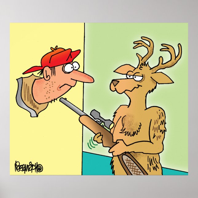 Whitetail Revenge Jagd Cartoon Poster (Vorne)