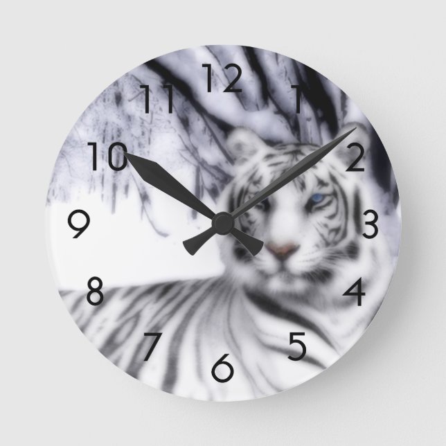 WhiteTiger Runde Wanduhr (Vorderseite)