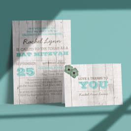 Whitewash Aquamarin Bat Mitzvah Einladung