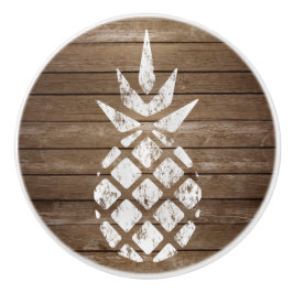 Whitewash-Briefmarke Art Ananas | Rustikales Holz Keramikknauf