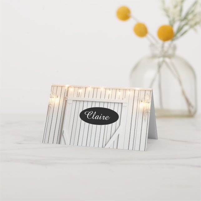 Whitewash Farmhouse Lights Table Platzkarte (Vorderseite)