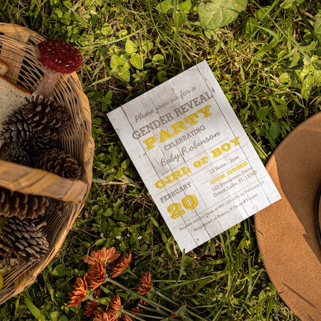 Whitewash Yellow Gender Reveitation Einladung (Von Creator hochgeladen)