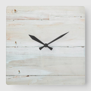 Whitewashed Barn Wood White Woodgrain Quadratische Wanduhr