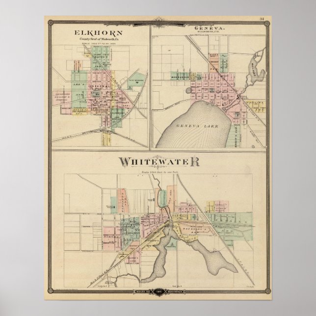 Whitewater, Elkhorn und Genf Poster (Vorne)