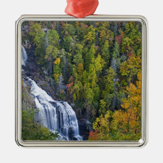 Whitewater Falls in Nantahala National Silbernes Ornament (Vorne)