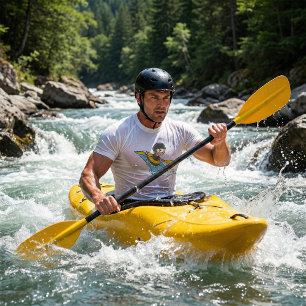 Whitewater-Rafting-Abenteuer mit ängstlichem Junge T-Shirt
