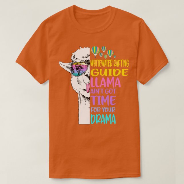 Whitewater Rafting Guide Llama T-Shirt (Design vorne)
