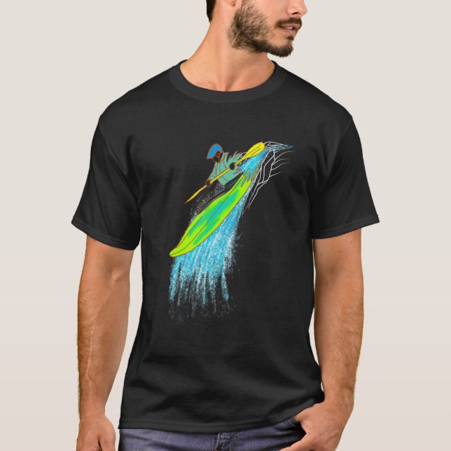 Whitewater River Kayak Graphic Rapids Waterfall K T-Shirt (Vorderseite)