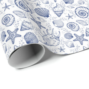 Whitewood Seashell Starfish Wrapping Paper Geschenkpapier