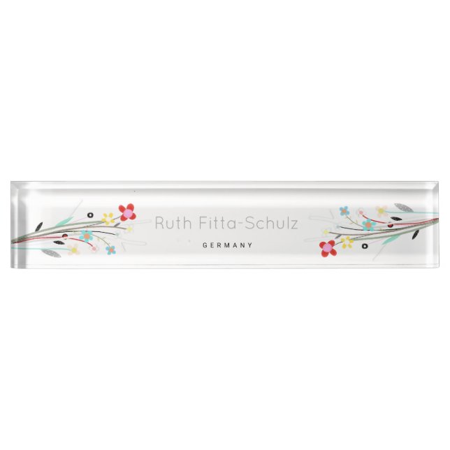 Whitimsical Daisy Custom Text Desk Name Plate Namensplakette (Vorderseite)