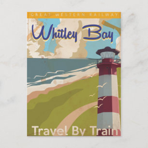 Whitley Bay, North Tyneside Vintage Travel Poster Postkarte