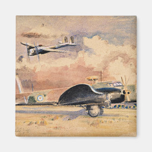 Whitley Bombers Sunning, Kunstwerk von Paul Nash Magnet