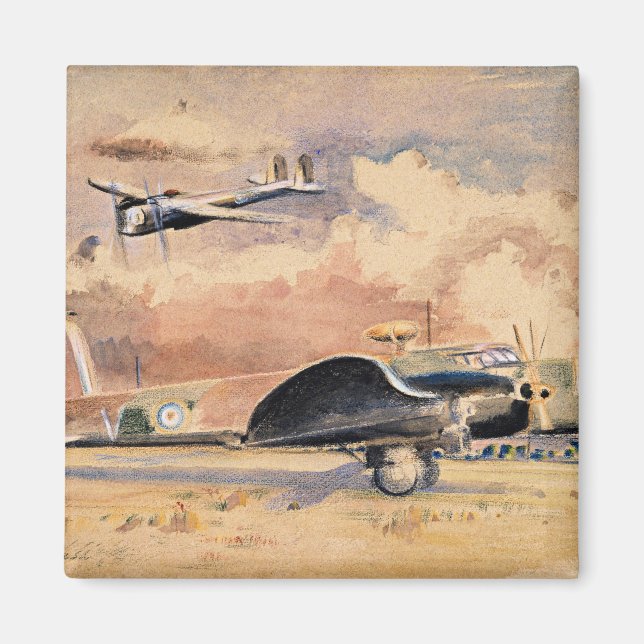 Whitley Bombers Sunning, Kunstwerk von Paul Nash Magnet (Vorne)