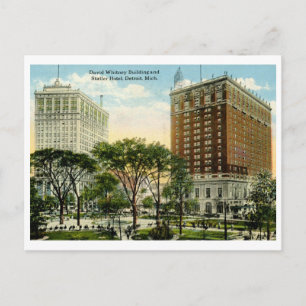 Whitney Building, Statler Hotel, Detroit 1920 Vint Postkarte