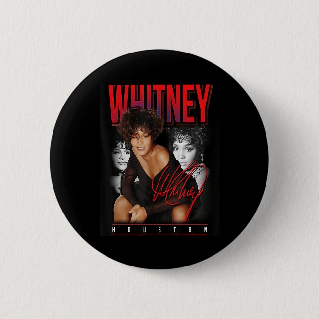 Whitney Houston Retro Foto Collage Button (Vorderseite)