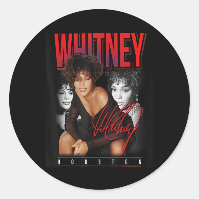 Whitney Houston Retro Foto Collage Runder Aufkleber (Vorderseite)