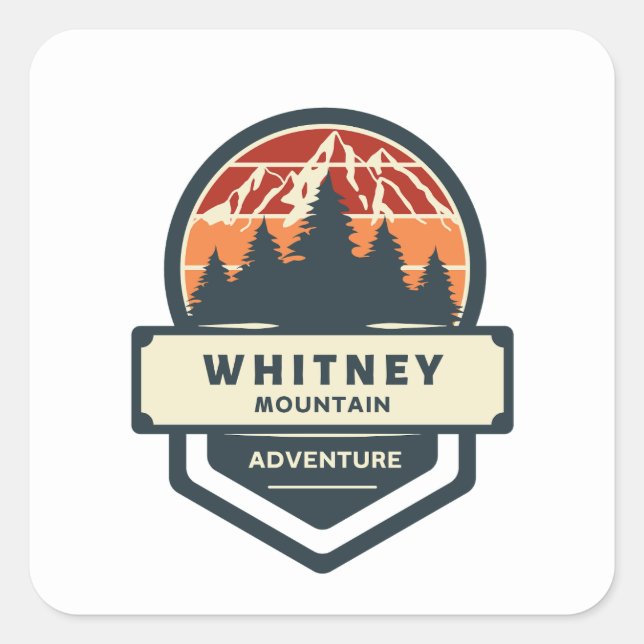 Whitney mountain peak climbing and hiking quadratischer aufkleber (Vorderseite)