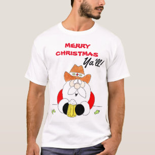 WhitTexas Santa Merry Christmas Ya'll Mens T - Shi T-Shirt