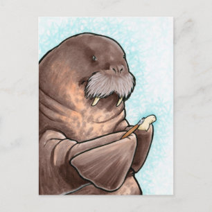 Whittling Walrus Postcard Postkarte