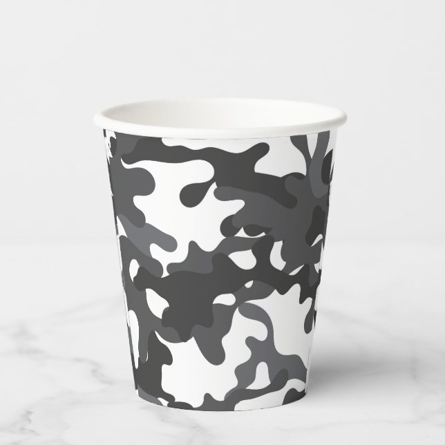 Whity and Gray Camouflage Paper Cups Pappbecher (Vorderseite)