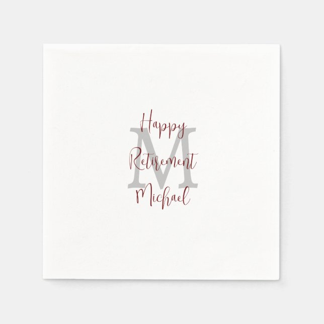 Whity Burgundy Name Monogram Serviette (Vorderseite)
