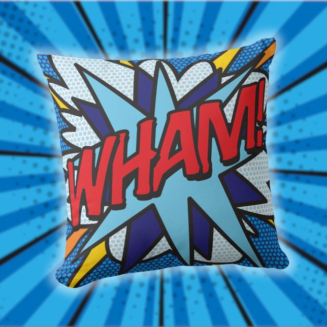 WHN Fun Retro Comic Buch Pop Kunst Kissen (WHAM Fun Retro Comic Book Pop Art Throw Pillow)