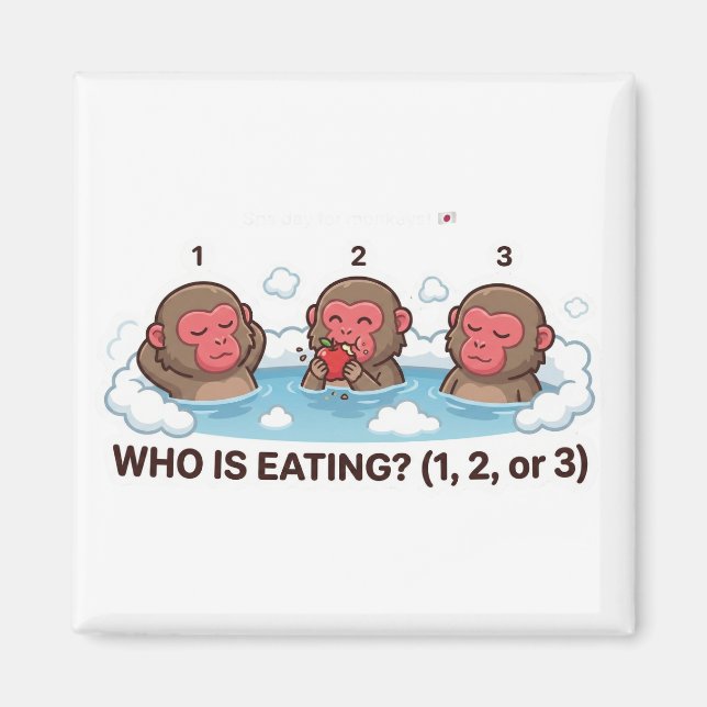 Who Is Eating? Japanese Snow Monkey Spa Animal Magnet (Vorne)
