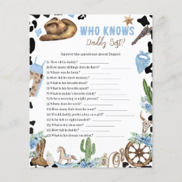 Who Knows Daddy Little Cowboy Western Game Card