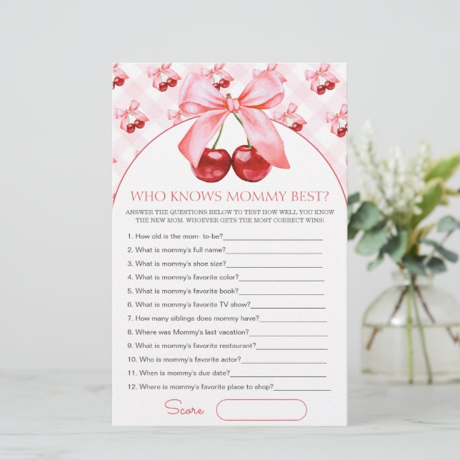 Who knows mommy best Baby Shower Game Card (Stehend Vorderseite)