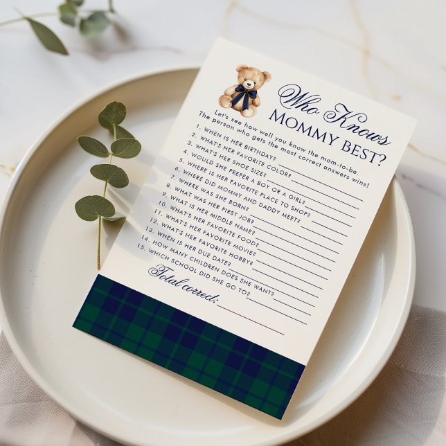 Who knows mommy best Teddy Bear Navy Plaid game (Von Creator hochgeladen)