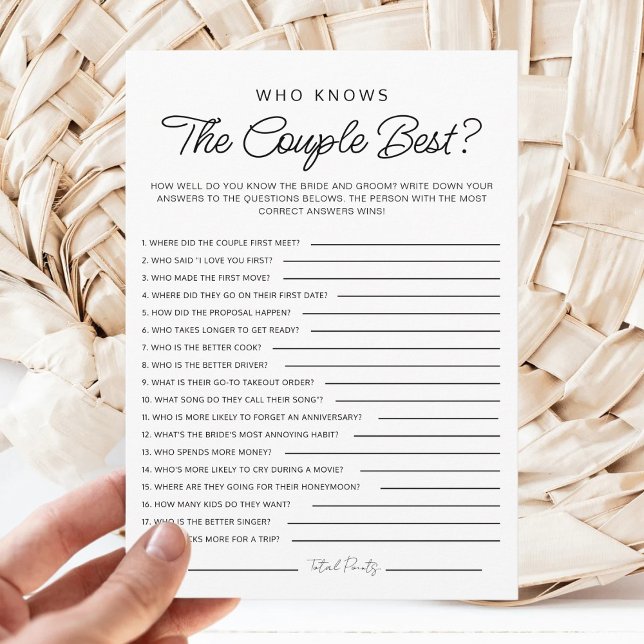 Who knows The Couple Best Game Bridal Shower Game Einladung (Von Creator hochgeladen)