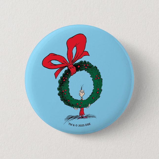 Who Peeking Through Christmas Wreath Button (Vorderseite)