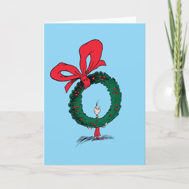 Who Peeking Through Christmas Wreath Karte (Vorderseite)