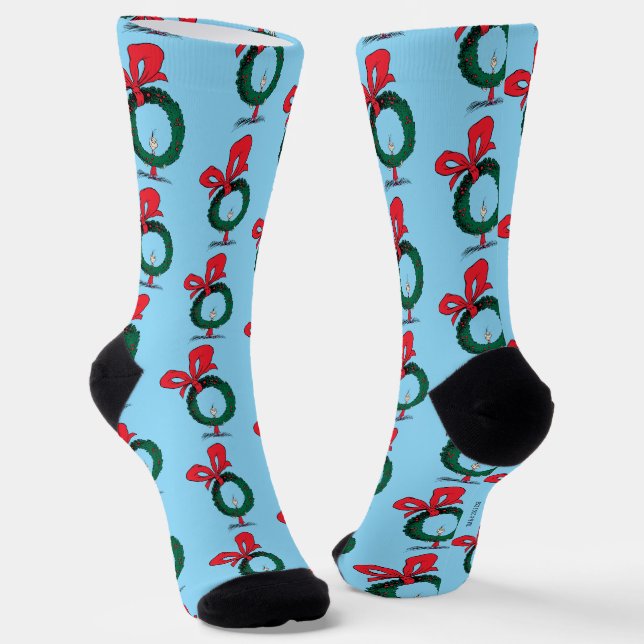 Who Peeking Through Christmas Wreath Socken (Gewinkelt)