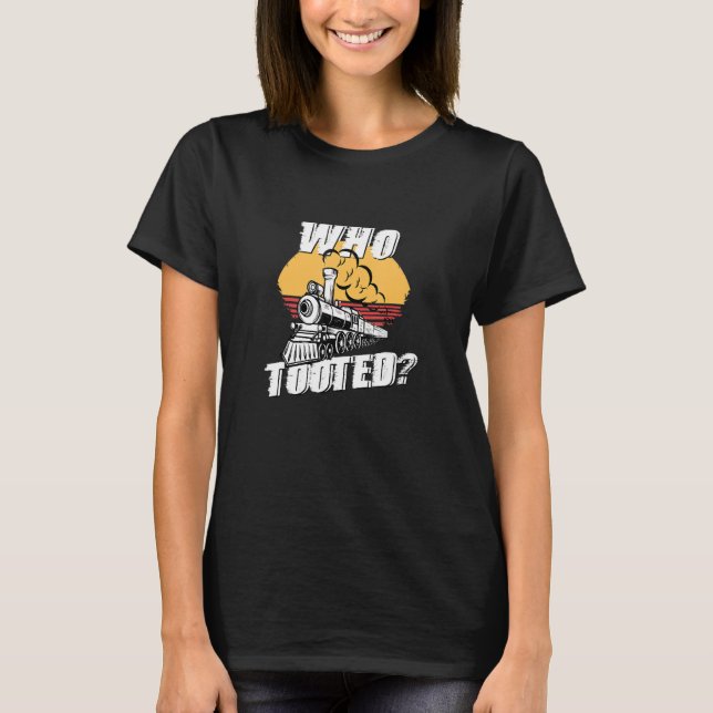 Who Tooted Funny Retro Train Cute Model Railroad V T-Shirt (Vorderseite)