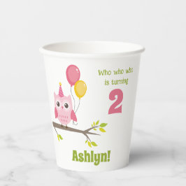 Who Who Is Turning 2 Party Owl 2nd Birthday Pappbecher