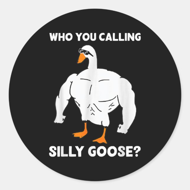 Who You Calling Silly Goose Funny Gym Meme  Runder Aufkleber (Vorderseite)