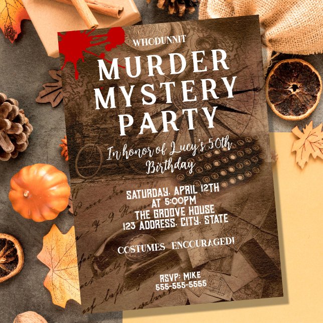 Whodunit Murder Mystery Birthday Einladung (Von Creator hochgeladen)