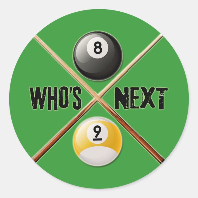 Whois Next 8 und 9 Ball Runder Aufkleber (Vorderseite)