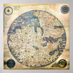 Whole Earth Kontinente Vintage Digitale Karten Des Poster