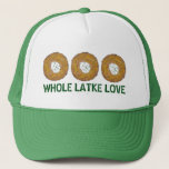 Whole Latke (Lotta) Love Potato Pancakes Hanukkah Truckerkappe<br><div class="desc">Design features an original marker illustration of a delicious latke potato pancake topped with sour cream, a staple in Jewish holiday cuisine, and WHOLE LATKE LOVE in a fun font. Ideal for Hanukkah celebrations! This Chanukah latkes design is also available on other products. Lots of additional foodie designs are also...</div>
