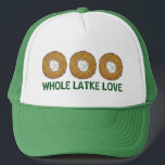 Whole Latke (Lotta) Love Potato Pancakes Hanukkah Truckerkappe<br><div class="desc">Design features an original marker illustration of a delicious latke potato pancake topped with sour cream, a staple in Jewish holiday cuisine, and WHOLE LATKE LOVE in a fun font. Ideal for Hanukkah celebrations! This Chanukah latkes design is also available on other products. Lots of additional foodie designs are also...</div>