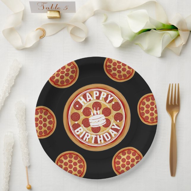 Whole Pizza Happy Birthday Party Design Pappteller (Hochzeit)