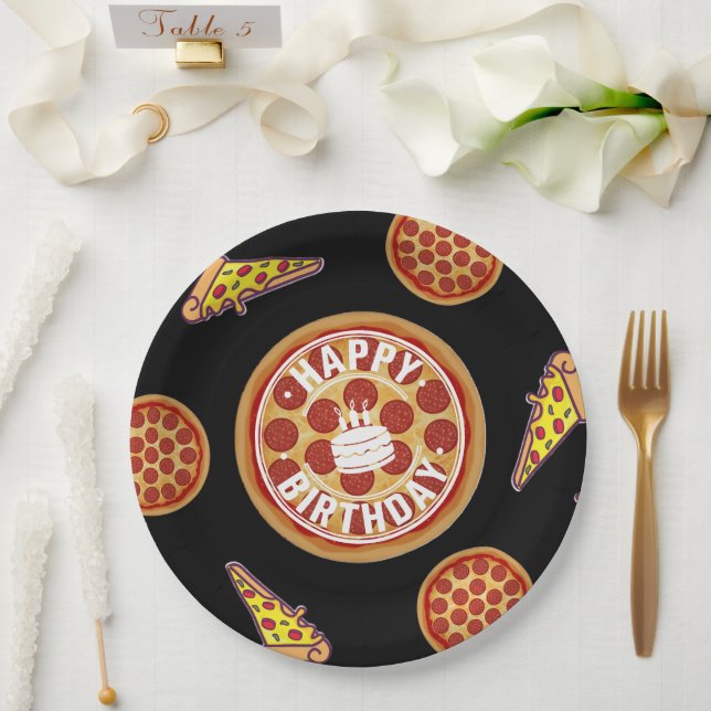 Whole Pizza Happy Birthday Party Design Pappteller (Hochzeit)
