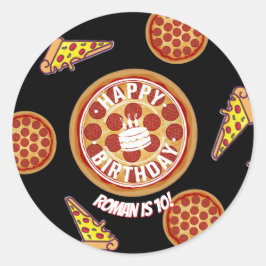 Whole Pizza Happy Birthday Party Design Runder Aufkleber